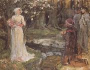 John William Waterhouse Study for Dante and Beatrice (mk41) oil painting on canvas